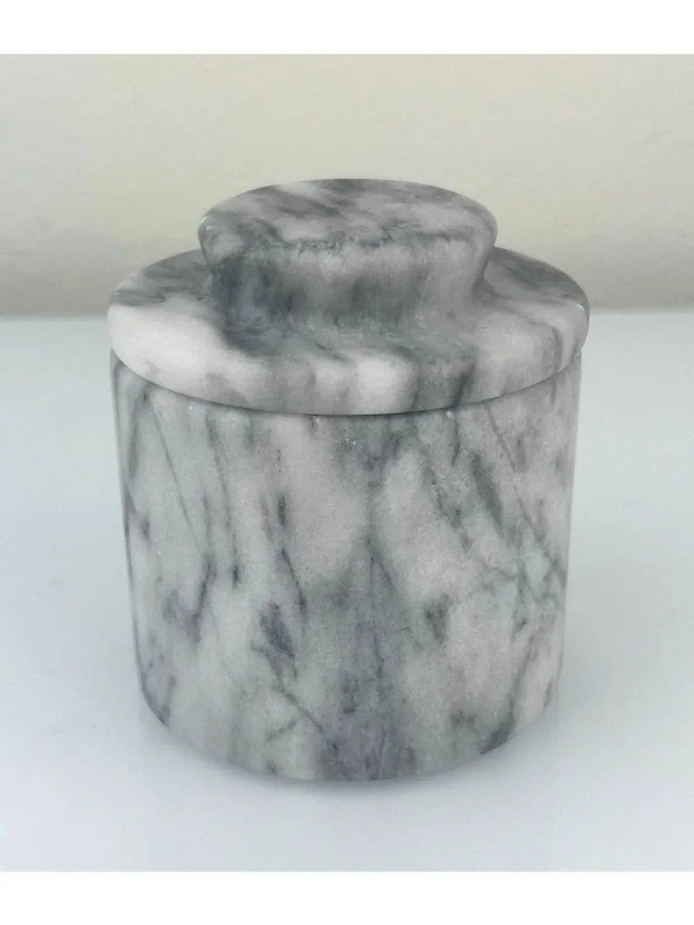 Marble Butter Keeper Gray White Heavy Stone Contemporary Natural READ